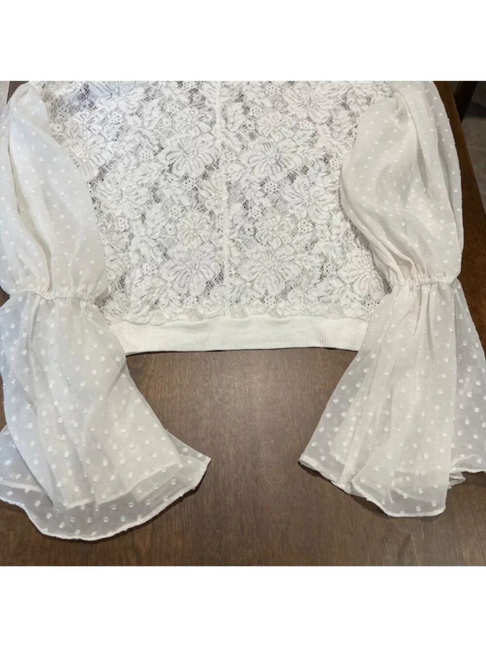 Free‎ People Something Like Love Lace Blouse Women's Size Small Bell Sleeves